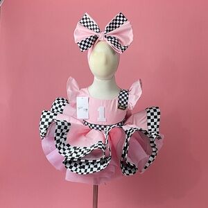 Pink and Black Checkered Kids Costume